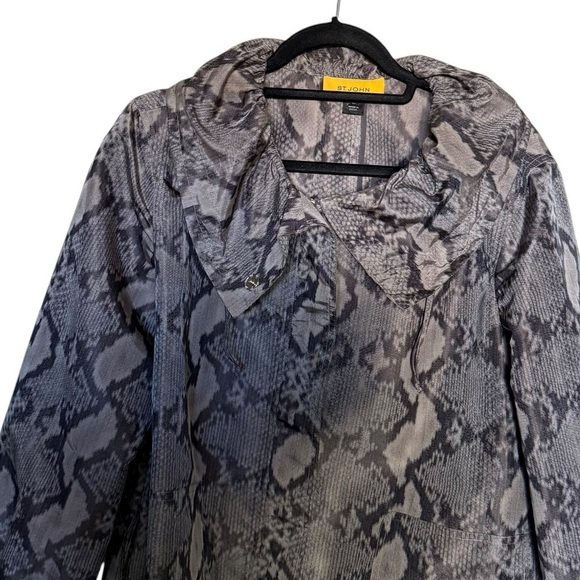 St. John Lightweight Snake Print Double Ruffle Collar Jacket - Picture 2 of 6